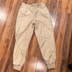 Abercrombie & Fitch Vegan Leather Beige Pants